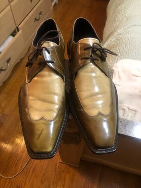 “Mezlan Two-Tone Leather Oxford Dress Shoes Tan Brown Men’s Size 10.5 Designer”